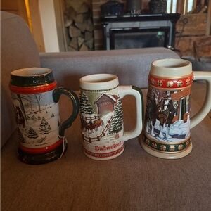 Budweiser Festive Beer Steins Trio